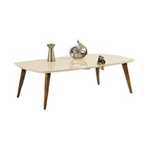 Orta Sehpa Osm Oval Model Kayın Retro Ayak Parlak Krem Ceviz Tabl