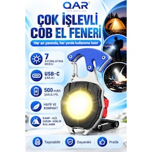 Type-c Şarjlı Çok Fonksiyonlu Mini Led El Feneri Çakmaklı Mıknatıslı Anahtarlık Kamp Lambası Mavi