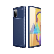 Samsung Galaxy Uyumlu , M51 Kılıf Auto Focus Karbon Kapak - Lacivert
