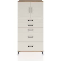 Hyperion Dolap Tek Raflı 5 Çekmeceli 2 Kapaklı 88x44x182 Çam-... Çam