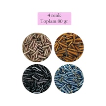Uzun Boru Kesme Boncuk Çap 2mm Uzunluk 10 Mm - 4 Renk - Toplam 80 Gram - Bnc426