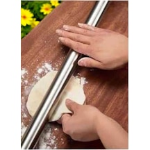 1adet 60cm Masterchef Alüminyum Paslanmaz Metal Oklava Seti Hamur Açma Aparatı Sofra Mutfak Metal