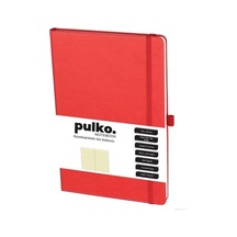 Pulko Notebook Not Defteri, 16x24cm, Termo Deri, 224 Sayfa, Çizgili, 041, Kırmızı