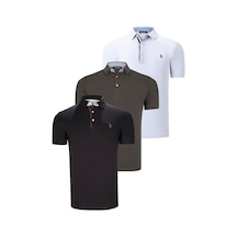 Üçlü Set T8582 Dewberry Erkek T-shırt-siyah-beyaz-haki