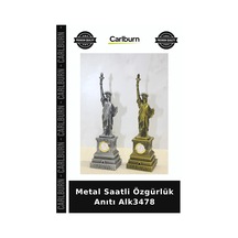 Özel Üretim Dekoratif Hediyelik Masa Üstü Oturma Odası Metal Saatli Özgürlük Anıtı Alk3478 Çok Renkli