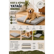 Kedi Köpek Yatağı Süngerli Fermuarlı Yıkanabilir Kılıflı Evcil Hayvan Minderi 60x70x6 Cm-gri Yıldız