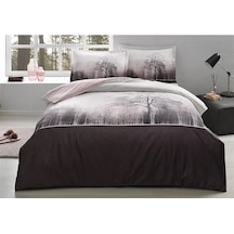 Çarşafı Lastikli Ranforce Nevresim Takımı Çift Kişilik- Jungle Bordo Renkli