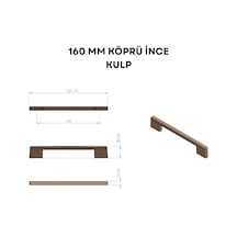 Cateksss Köprü İnce 160 Mm Çekmece Dolap Mobilya Kulpu Sert Plastik Siyah - 40 Lı Paket