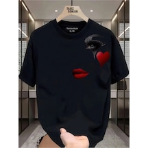 Startmore Unisex Kod 1 Eyelash Desen T-shirt Siyah