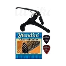 Chroma Kaliteli Metal Gitar Bağlama Saz Kaposu - Kelepçe + Klasik Gitar Tel Seti
