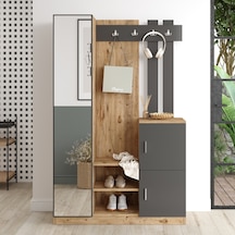 Robinhome Robin Home Liva Aynalı Vestiyer Portmanto Ayakkabılık Çam-Gri