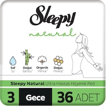 Sleepy Natural Ultra Hassas Hijyenik Ped Gece 36 Adet Ped
