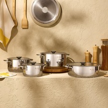 Kitchen Pure Steel Xl 8 Parça Çelik Tencere Seti Çok Renkli