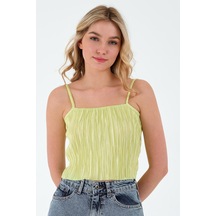 Quhox Kadın Piliseli Crop Yeşil