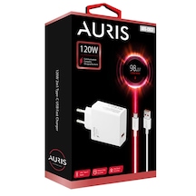 Auris Ars-ch37 120w Type-c Saliseli Turbo Şarj Aleti Beyaz