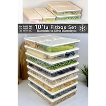 10'lu Fitbox Set Hava Geçirmez Buzluk Ve Buzdolabı Düzenleyici Set Gri Kapak