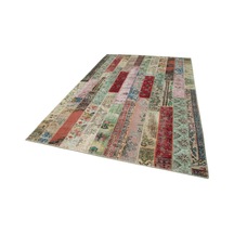Bespoky Patchwork Modern Kırmızı Salon Halısı El Dokuma