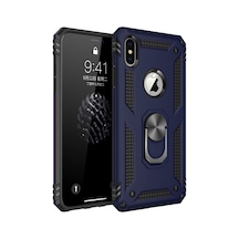 Apple iPhone Uyumlu  Xs Max Kılıf Sofya Yüzüklü Silikon Kapak -  Lacivert