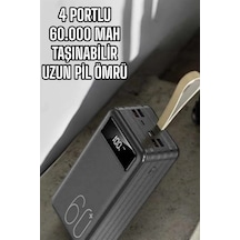 Powerbank 60.000 Mah Dijital Göstergeli 4 Portlu Taşınabilir Gri