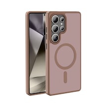 Samsung Uyumlu GalaxyS25 Ultra Kılıf Magsafe Destekli Kamera Yükseltili Silikon Mat Parmak İzi Tutmayan Celikaksesuar Bej