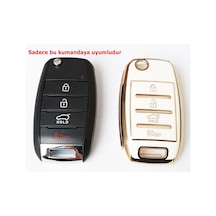 Kia Rio Uyumlu Ceed Picanto Anahtar Kumanda Kılıfı Oto Anahtarlık Beyaz 4 Tuşlu