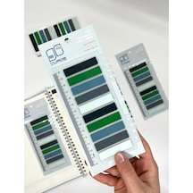 10 Renkli Cetvelli Gri Ve Yeşil Tonları İndeks Sticker/index/postit/kitap Ayracı/not Kağıdı