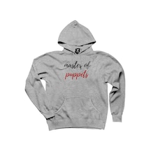 Metallica Master of Puppets Text Gri Kapşonlu Sweatshirt Hoodie Gri