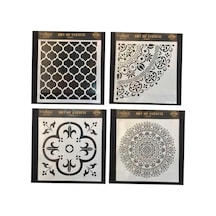 Cadence Boya Stencil Şablon 25x25 Cm 4 Lü Set Hdm-110/ Hdm-180 / Hdm-109 / Hdm-96 Çok Renkli Tek Ebat Genel