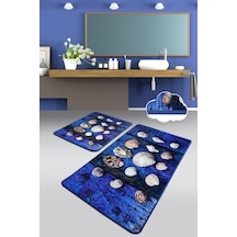 Sea Shell 2 Li Set Banyo Halısı Paspas Yıkanabilir Çok Renkli