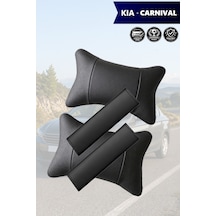 Kia Carnival Uyumlu Set Deri Yastık Deri Kemer Koruyucu Lüks Siyah