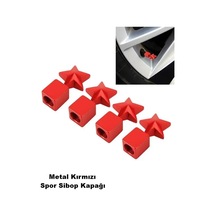 Sibop Kapağı Metal Yıldız Model Kırmızı Renk Profesyonel Yıldız Logo Metal Sibop Kapağı 4 Parça Set