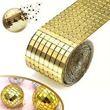 1 Metre Uzunluğunda Gold Renk Aynalı Mozaik Taşlı Dekor Bandı 4 Cm X 1 Mt Çok renkli