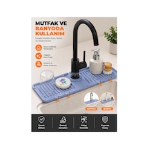 Silikon Lavabo Musluk Altı Matı Drenaj Kanallı Tezgah Koruyucu Ve Düzenleyici Mutfak & Banyo Lavabo Matı Çok Renkli
