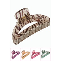 Zebra Desenli Oval Mandal Toka 8 Cm Krem