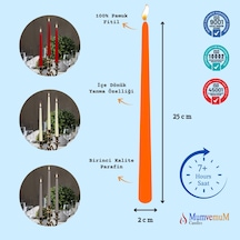 24 Lü Turuncu Konik Şamdan Mum Turuncu
