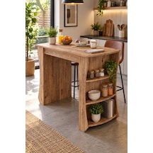 Sulorahome Raflı Çok Amaçlı Mutfak Adası Ve Kahvaltı Masası 120x60 Cm Ahşap
