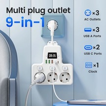 Xuweiwei 9lu 1 Arada Dijital Saatli Ayarlanabilir Zamanli Ab Guc Panosu Beyaz 3 Ac Priz 3 Usb 2 Tip C Portu Asiri Yuk Korumali Ev Ofis Seyahat Icin Xuweiwei 9lu 1 Arada Dijital Saatli Ayarlanabilir Zamanli Ab Guc Panosu Beyaz 3 Ac Priz 3 Usb 2 Tip C Portu Asiri Yuk Korumali Ev Ofis Seyahat Icin