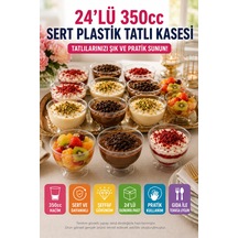 24'lü 350 Cc Şeffaf Sert Plastik Tatlı Kasesi Kullan At Parti Davet Aşure Muhallebi Sunum Kase Seti