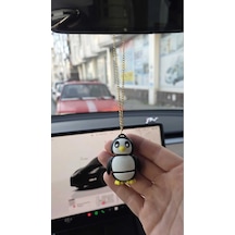 Penguen Oto Dikiz Aynası Süsü Zincirli