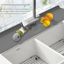 Youmex Gri Silikon Lavabo Suyu Akıtma Matı, 61x14.4 Cm, Yiyecek Dereceli, Tehlikeli Su Birikintilerini Önleyen, Evde Temizlik Ve Kuruluk İçin Uygun Gri