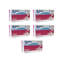 Dolphin Pudrasız Vinil Vinyl Tek Kullanımlık Eldiven Şeffaf Large Büyük Boy - 100'lü 5 Paket