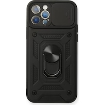 Newface Apple İphone 12 Pro Kılıf Pars Lens Yüzüklü Silikon - Siyah