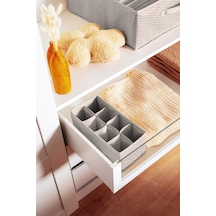 Serstil 8 Gözlü Çekmece İçi Dolap Çorap / İç Çamaşırı Katlanabilir Düzenleyici Organizer Kutu 14x28x12 Cm Martı Gri