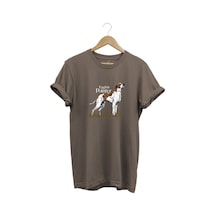 Hunting Avcılık English Pointer Av Köpeği Baskılı %100 Pamuk Regular Fit Unisex T-shirt Kahverengi