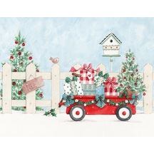 Vintage Christmas No:6 Desenli Amerikan Servisi Dikdörtgen 35 X 5 Çok Renkli