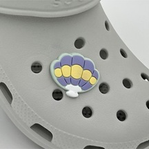 Crocs Terlik Süsü Ve Aksesuarı , Çanta Süsü Jibbitz Deniz Kabuğu Midye 05 Görsel Figür Aksesuar Sarı-mint-lila