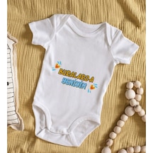 Bitmeyenkartus Bk Kids Buralarda Yeniyim Tasarımlı Bebek Body Zıbın - Model 1 Çok Renkli