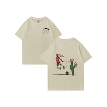Flood Of Style Kaktüs Jack Basketbol Oynamak T-shirt Erkek Kadın Y2k Rahat Moda Giyim Büyük Boy Saf Pamuk Kı Bej