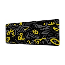 Sarı Gri Siyah Doodle Desen 40x90 Cm Oyuncu Mousepad Kaymaz Taban Büyük Boy Mousepad