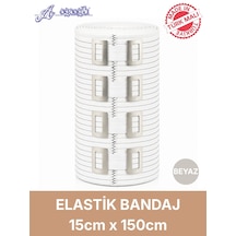 Elastik Bandaj 15cm, 4 Klipsli 4,5 Metreye Kadar Uzar, Spor Ve Günlük Kullanım Beyaz